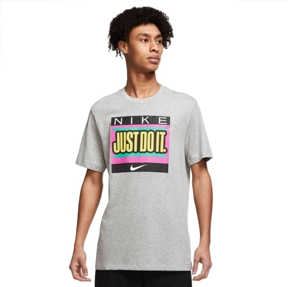 Nike‎ Graphic Logo Just Do It Heathered Tee - Picture 1 of 6
